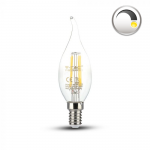 LED лампа 4W Filament Пламък E14 Топло Бяла Светлина - Димиране