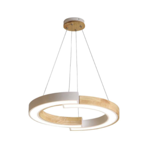 LED Полилей 32W Бял и Дърво