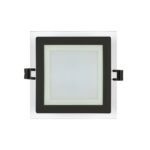 LED Луна 12W Стъкло - Квадрат_Неутрално Бяла Светлина_IP44 Черен Ринг