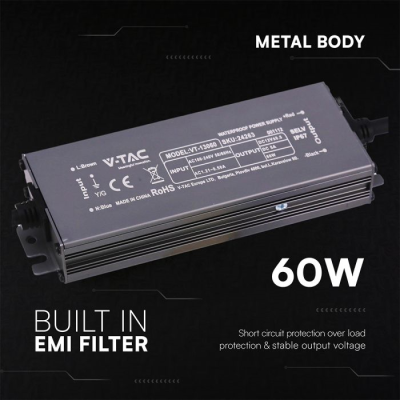 LED Захранване 60W 12VDC_5A IP67
