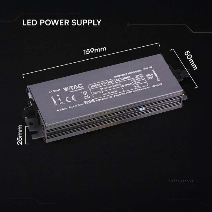 LED Захранване_60W 12VDC 5A IP67