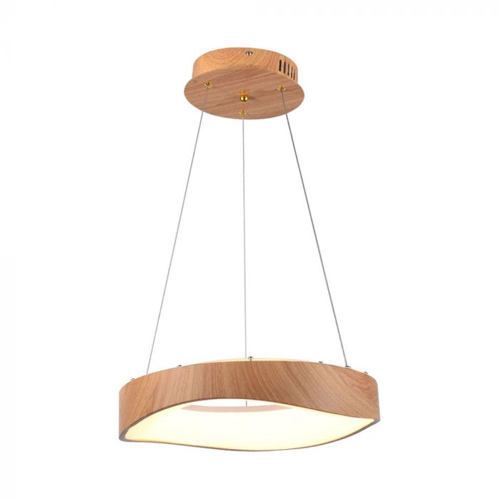 LED Полилей 18W Дизайн Дърво + Бяло Тяло Ф400mm Топло Бяла Светлина