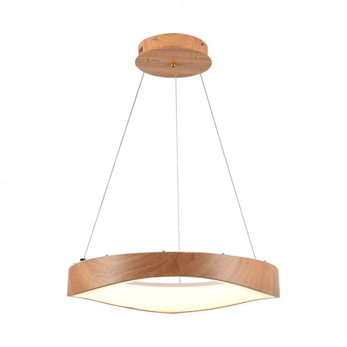 LED Полилей 25W Дизайн Дърво + Бяло Тяло Ф500mm Топло Бяла Светлина